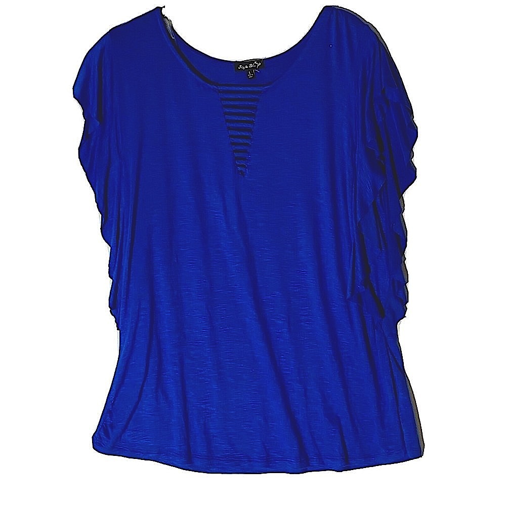 Fig & Blu Ladder V-Neck Flowy Top